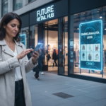 Omnicanalità nel retail 2026: cliente che acquista su smartphone davanti a un negozio fisico
