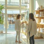 Clienti che fanno shopping in un negozio di intimo e tessile a Genova
