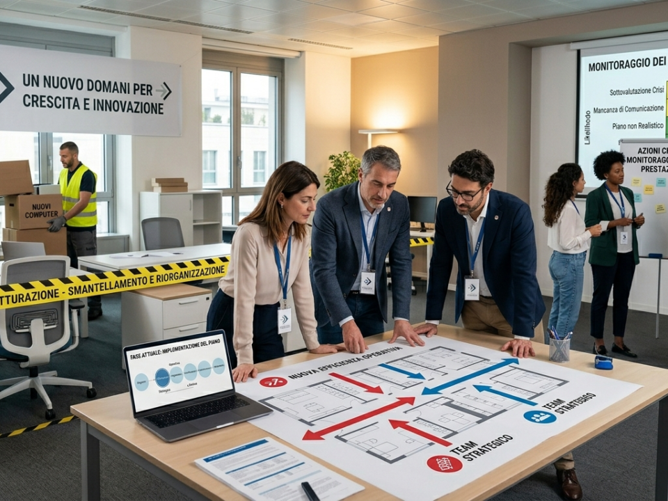 Consulente Realgest analizza piano di ristrutturazione aziendale con imprenditore PMI