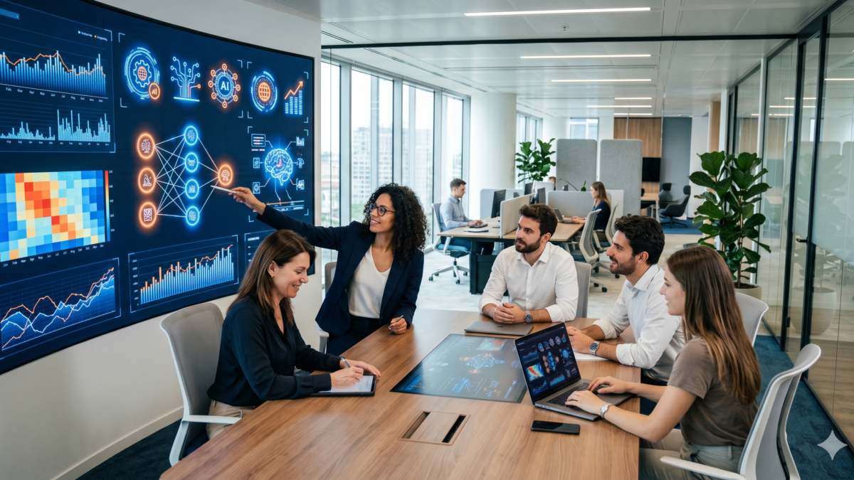 imprenditore PMI italiana usa strumenti di intelligenza artificiale al computer nel 2026